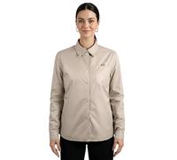 PERLETTI Chaqueta Camisa Impermeable Mujer - Antiviento con Interior Acolchado Botones a Presión y Bolsillos - Chubasquero Lluvia Cortaviento Abrigo Ligero Versátil Resistente Plegable (M, Beige)