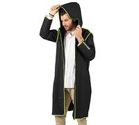 PERLETTI Chubasquero Hombre Mujer Ligero y Reutilizable - Impermeable Hombre Mujer Resistente al Agua - Ropa de Agua Impermeable Detalles Reflectantes Capucha Botones (L, Negro con Borde Verde Limón)