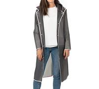 PERLETTI Chubasquero Hombre Mujer Ligero y Reutilizable - Impermeable Hombre y Mujer Resistente al Agua - Ropa de Agua Impermeable Detalles Reflectantes Capucha y Botones (S, Gris con Borde Blanco)