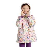 PERLETTI Chubasquero Impermeable Niña - Capa de Chuva Niñas con Capucha Cremallera y Botones a Presión - Poncho Lluvia Chaqueta Cortaviento Extensible por Detrás Bolsillos Frontales (6-7 años, Flores)