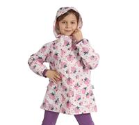 PERLETTI Chubasquero Impermeable Niña - Capa de Chuva Niñas con Capucha Cremallera y Botones a Presión - Poncho Lluvia Chaqueta Cortaviento Extensible por Detrás Bolsillos Frontales (4-5 años, Fresas)