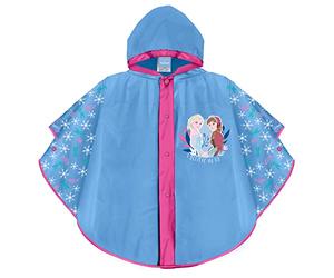 PERLETTI Chubasquero Niña Disney Frozen Lila Rosa - Poncho Lluvia Impermeable Antiviento Princesas Elsa y Anna Niñas 3 4 5 6 Años - Impermeable Infantil con Capucha Botones (Copo de Nieve, 3-6 Años)