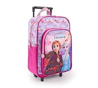 PERLETTI Mochila con Ruedas Disney Frozen 2, Rosa Lila - Bolsa Escolar Niñas Princesas Ana Elsa con Bolsillo Frontal - Trolley Niños para Guardería Viajes Tiempo Libre - 36x25x12 cm
