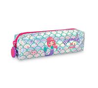 PERLETTI Estuche Escolar para Niñas con Estampa de Sirena - Estuche Coloreado con Detalles Reflectantes para la Escuela - Estuche Pequeño para Lapices Cremallera Unica Resistente y Práctico (Sirena)