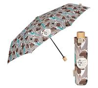 PERLETTI Green Paraguas Plegable Antiviento Ecológico Mujer - Paraguas con Mango de Madera Biodegradable Manual - Paraguas Compacto Ligero Eco Sostenible Multicolor - Diámetro 97 cm (Acuarela Marrón)