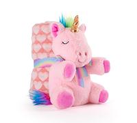PERLETTI Manta Bebé Suave y Cálida con Unicornio Peluche - Muselina para Niño Niña 0 1 2 3 Años Colorida con Lazo - Doudou para Niños Niñas Rosa con Muñeco y Estampados - 120x80 cm (Unicornio Rosa)