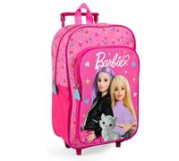 PERLETTI Mochila con Ruedas Niña Rosa - Mochila Escolar de Viaje para Niñas 4 5 6 7 Años con Carro Desmontable - Trolley Infantil Guardería con Correas Ajustables Fucsia Ligero - 36x24x12cm