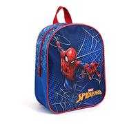 PERLETTI Mochila Escolar Hombre Araña para Niños 3 4 5 Años - Mochilita Niño para Guardería Spider - Bolso Infantil Superhéroes Viaje y Tiempo Libre Azul y Rojo - 30x24x10 cm
