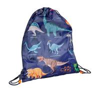 PERLETTI Mochila Hombre Bolsa Zapatillas - Mochila Cuerdas - Bolsa Deporte - Bolsa para Zapatillas para El Colegio o El Gimnasio - Cómoda y Ligera - Cordones Ajustables - 39 x 31 cm - Azul Dinosaurio