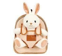PERLETTI Mochila Infantil con Peluche - Bolso para Niños Niñas 3 4 5 Años con Muñeco Extraíble para Jardín de Infancia Viaje - Bolsa Escolar Suave - 27x21x9 cm (Conejito)