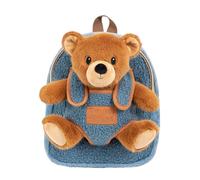 PERLETTI Mochila Infantil con Peluche - Bolso para Niños Niñas 3 4 5 Años con Muñeco Extraíble para Jardín de Infancia Viaje - Bolsa Escolar Suave - 27x21x9 cm (Osito)