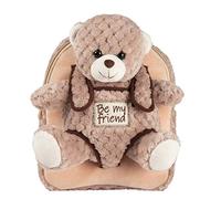 PERLETTI - Mochila Infantil Grande de Animal de Peluche - Bolso para Niños Niñas 3 4 5 Años con Muñeco Extraíble para Escuela Guarderia Viaje - Bolsa Escolar Suave - 21x27x9 cm