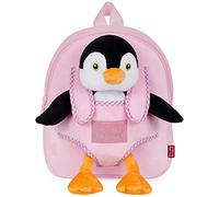 PERLETTI - Mochila Infantil Grande de Animal de Peluche - Bolso para Niños Niñas 3 4 5 Años con Muñeco Extraíble para Escuela Guarderia Viaje - Bolsa Escolar Suave - 21x27x9 cm