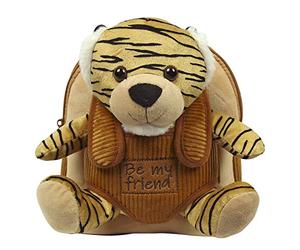 PERLETTI - Mochila Infantil Grande de Animal de Peluche - Bolso para Niños Niñas 3 4 5 Años con Muñeco Extraíble para Escuela Guarderia Viaje - Bolsa Escolar Suave - 21x27x9 cm