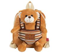 PERLETTI Mochila Infantil Pequeña de Osito de Peluche - Bolso para Niños Niñas 3 4 5 Años con Muñeco Extraíble para Escuela Guarderia Viaje - Bolsa Escolar Reversible - 22x25x3 cm (Oso)