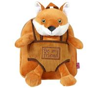 PERLETTI Mochila Infantil Pequeña Zorro de Peluche - Bolso para Niños Niñas 3 4 5 Años con Muñeco Extraíble Escuela Guarderia Viaje - Bolsa Escolar Reversible Animal de Peluche - 22x25x3 cm (Zorro)