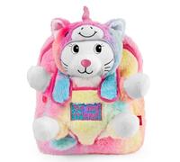 PERLETTI Mochila Niña con Unicornio Kawaii Peluche - Mochila Infantil Niñas Guardería Multicolor Peluche Extraíble - Mochilita Regalo Niña 3 4 5 6 Años Suave Correas Ajustables - 27x21x9cm (Mochila)