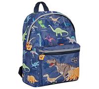 PERLETTI Mochila Portatil Niño Dinosaurio Azul - Pequeña Niños Guardería Viaje Tiempo Libre Bolsillo Frontal - Mini Mochila Infantil Ligera Ajustable - Cool Kids - 38x26x16cm (Dinosaurios)