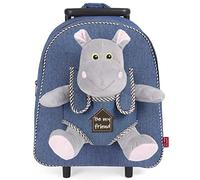 PERLETTI Mochila Trolley Infantil con Animal de Peluche - Bolsa con Ruedas y Muñeco para Niños Niñas 3 4 5 Años - Pequeño Bolso Escolar para Escuela Guardería Viaje - 29x33x11 cm