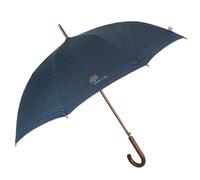 PERLETTI Paraguas Hombre Largo Clásico Sostenible con Abertura Automática - Mango de Madera Natural Biodegradable Tejido Reciclado - Paraguas Antiviento Resistente Ecológico - Diámetro 116 cm (Azul)