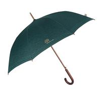 PERLETTI Paraguas Hombre Largo Clásico Sostenible con Abertura Automática - Mango de Madera Natural Biodegradable Tejido Reciclado - Paraguas Antiviento Resistente Ecológico - Diámetro 116 cm (Verde)