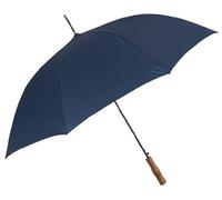 PERLETTI Paraguas largo automatico 103 cm de diametro. Color Azul marino. Tejido de poliester, varillas de fibra de vidrio, antiviento y mango recto de madera Promoción