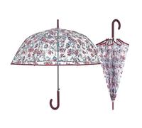 PERLETTI Paraguas largo de cúpula para mujer, transparente, estampado de hojas, automático