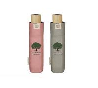 Paraguas mujer plegable 54/8 manual, 3 secciones. Colores sólidos. Tejido reciclado, estructura de fibra de vidrio, antiviento,