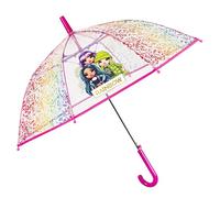 PERLETTI Paraguas Niña Rainbow High Transparente 4 5 6 Años - Paraguas Juvenil Ligero Multicolor - Paraguas Infantil Automático Antiviento - Paraguas Largo Guardería - Diámetro 74 cm (Multicolor)