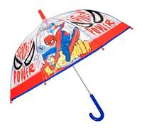 PERLETTI Paraguas Niño Spiderman Transparente Apertura Manual - Paraguas Niños 3 4 5 6 Años Marvel Antiviento Largo Resistente - Paraguas Infantil Hombre Araña Ligero Azul y Rojo - Diámetro 69 cm