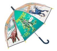 PERLETTI Paraguas Niño Transparente Cúpula - Sombrilla Lluvia Infantil con Detalles Reflectantes Dinosaurios - Paraguas Antiviento Niño Niña 3 4 5 Años Abertura Manual - Diámetro 69 cm (Dinosaurios)