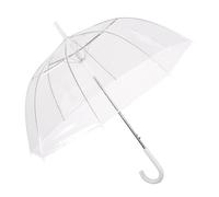 PERLETTI Paraguas Novia Transparente Largo - Paraguas Mujer Boda Elegante Lluvia Clásico Blanco - Paraguas Resistente Grande y Antiviento con Apertura Automática - Diámetro 86 cm (Transparente)