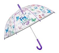 Perletti - Paraguas para niños, transparente para niños, color rosa, Mariposas, S, Frillo impreso