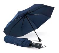 PERLETTI Paraguas Plegable Automático Hombre - Paraguas Compacto Abre y Cierra de Viaje Cortaviento Ligero - Paraguas Hombres Resistente Portátil Abertura Automática - Diámetro 104 cm (Azul Navy)
