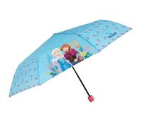 PERLETTI Paraguas Plegable Frozen Niña Manual - Paraguas Antiviento Compacto Niñas con Princesas Elsa Anna Portátil Celeste - Mini Sombrilla Lluvia para Chicas 7+ Años - Diámetro 91 cm (Azul Claro)