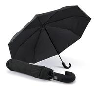 PERLETTI Paraguas Plegable Hombre Abre y Cierra Automático - Paraguas Antiviento Resistente Azul - Paraguas Cortaviento Ligero de Viaje con Mango Curvado - Diámetro 118 cm (Mango Curvado Negro)