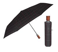 PERLETTI Paraguas Plegable Hombre Antiviento Portátil - Sombrilla Lluvia con Abertura Automática Pequeño de Viaje Bolso - Mini Paraguas Compacto Resistente Ligero - Diámetro 96 cm (Línea Roja)
