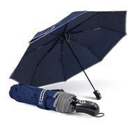 PERLETTI Paraguas Plegable Hombre Mujer Azul Abre Cierra Automático - Paraguas Antiviento Bolso Viaje Borde Reflectante - Paraguas Compacto Pequeño Resistente - Diámetro 104 cm (Abre y Cierra Azul)