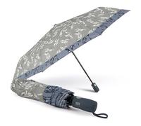 PERLETTI Paraguas Plegable Mujer Antiviento - Paraguas Compacto Abertura y Cierre Automático - Mini Paraguas Azul Resistente Cortaviento de Bolso y Viaje - Diámetro 98 cm (Gris Ceniza Borde Azul)