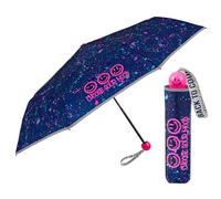 PERLETTI Paraguas Plegable Niña Emoticono - Paraguas Niñas Antiviento Mini Azul Fucsia con Detalles Reflectantes - Paraguas Infantil Pequeño con Apertura Manual Años 7+ - Diámetro 91 cm (Emoji Rosa)