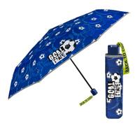 PERLETTI Paraguas Plegable para Niño - Paraguas Niños Azul Pequeño con Detalles Reflectantes - Mini Paraguas Infantil Portatil con Apertura Manual Antiviento +7 Años - Diámetro 91 cm (Soccer)