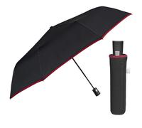 PERLETTI Paraguas Portátil Hombre Elegante con Mango Curvado - Sombrilla Lluvia Automático Pequeño Portátil de Viaje - Paraguas Resistente Cortaviento Ligero - Diám 96 cm (Negro)