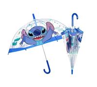 PERLETTI Paraguas Stitch para niños, 45 cm, cúpula transparente, sistema antiviento de fibra de vidrio