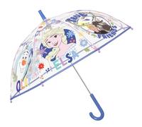 PERLETTI Paraguas Transparente Frozen Niña con Cúpula - Paraguas Infantil Largo con Elsa y Anna - Paraguas Niñas Resistente Manual - Diámetro 69 cm