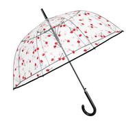 PERLETTI Paraguas Transparente Mujer Automático con Cerezas - Paraguas Cúpula Antiviento para Chicas Grande y Ligero - Sombrilla Lluvia Resistente para Adultos Cortaviento - Diámetro 89 cm (Cerezas)