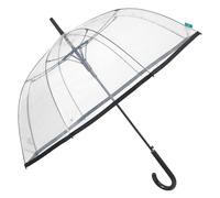 PERLETTI Paraguas Transparente Mujer Automático con Perfil Negro - Paraguas Cúpula Antiviento para Chicas Grande y Ligero - Sombrilla Lluvia Resistente para Adultos - Diámetro 89 cm (Borde en Negro)