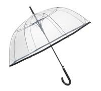 PERLETTI Paraguas Transparente Mujer Automático Perfil Negro - Paraguas Cúpula Antiviento para Chicas Grande Ligero - Sombrilla Lluvia Resistente Adultos Cortaviento - Diámetro 89 cm (Borde Negro)