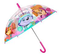 PERLETTI Paraguas Transparente para Niños y Niñas - Paraguas Cúpula Paw Patrol Niña 3 4 5 6 Años Largo - Apertura Manual de Seguridad Ligero con Perritos Skye Everest - Diámetro 69 cm (Rosa)
