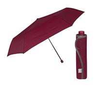PERLETTI Paraguas Ultra Slim Plegable Mujer - Paraguas Antiviento Compacto Súper Ligero Mini con Apertura Manual - Paraguas Pequeño de Viaje Resistente al Viento Chicas - Diámetro 91 cm (Burdeos)