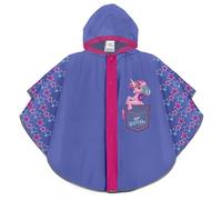 PERLETTI Poncho Impermeable Niña con Unicornio - Chubasquero Infantil Cortaviento Ligero - Abrigo Chaqueta para Niñas 3 4 5 6 Años con Capucha Botones y Detalles Reflectantes (Violeta, 3-6 Años)